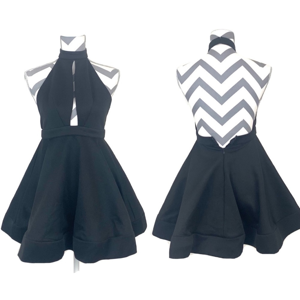 NWT - PromGirl Black Halter Skater Dress - Size S
